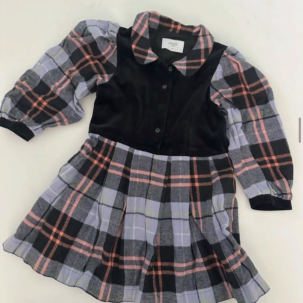 Paade Mode 4Y Plaid Long-Sleeve Dress